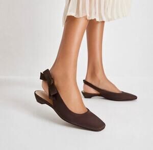 Tuckernuck Brown Suede Olivia Slingback Chocolate Brown Size 6 NEW